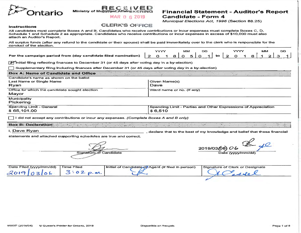 Dave Ryan , Declare That to the Best of My Knowledge and Belief That These Financial Statements and Attached Supporting Schedules Are True and Correct