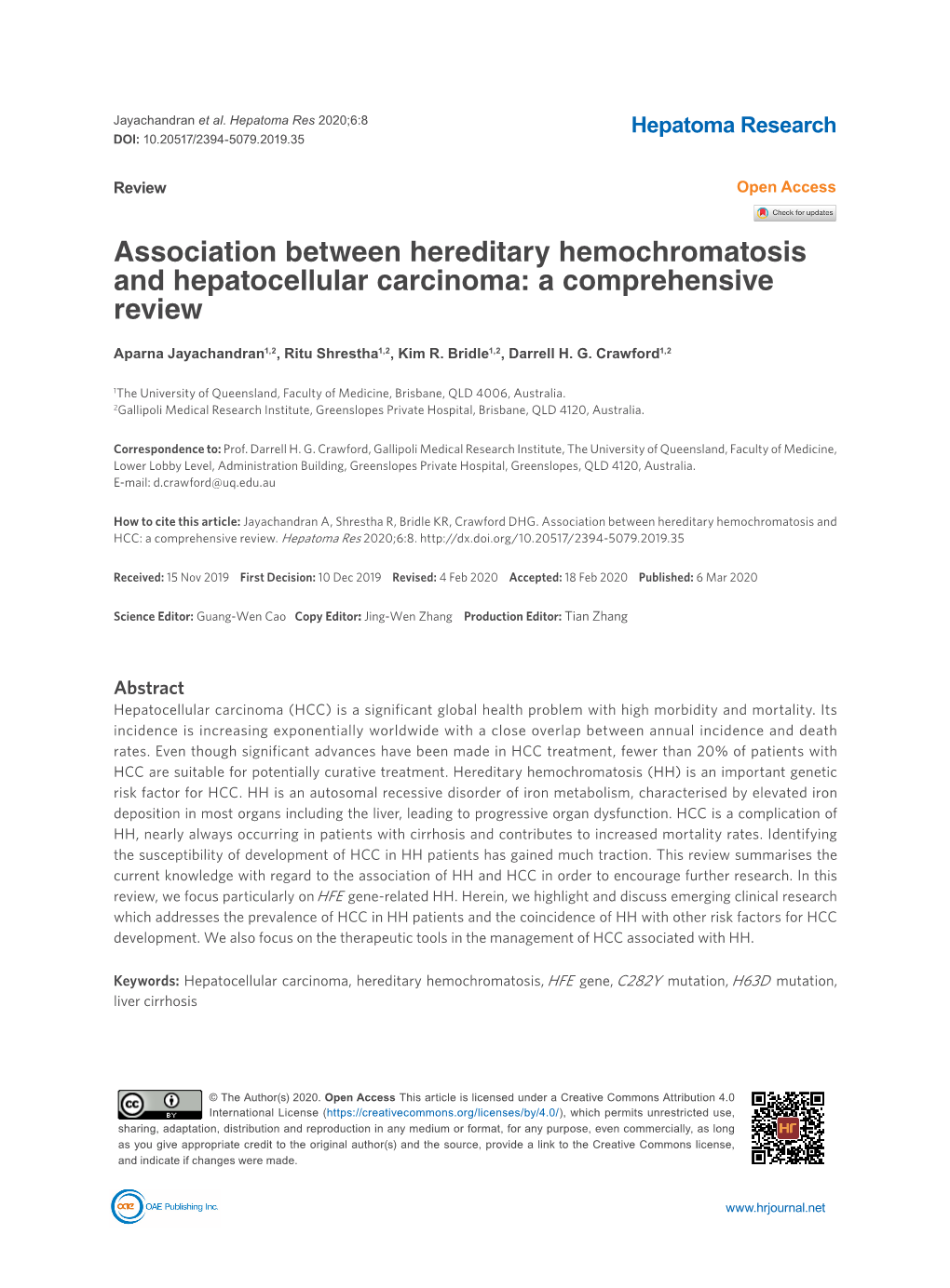 Association Between Hereditary Hemochromatosis and Hepatocellular Carcinoma: a Comprehensive Review