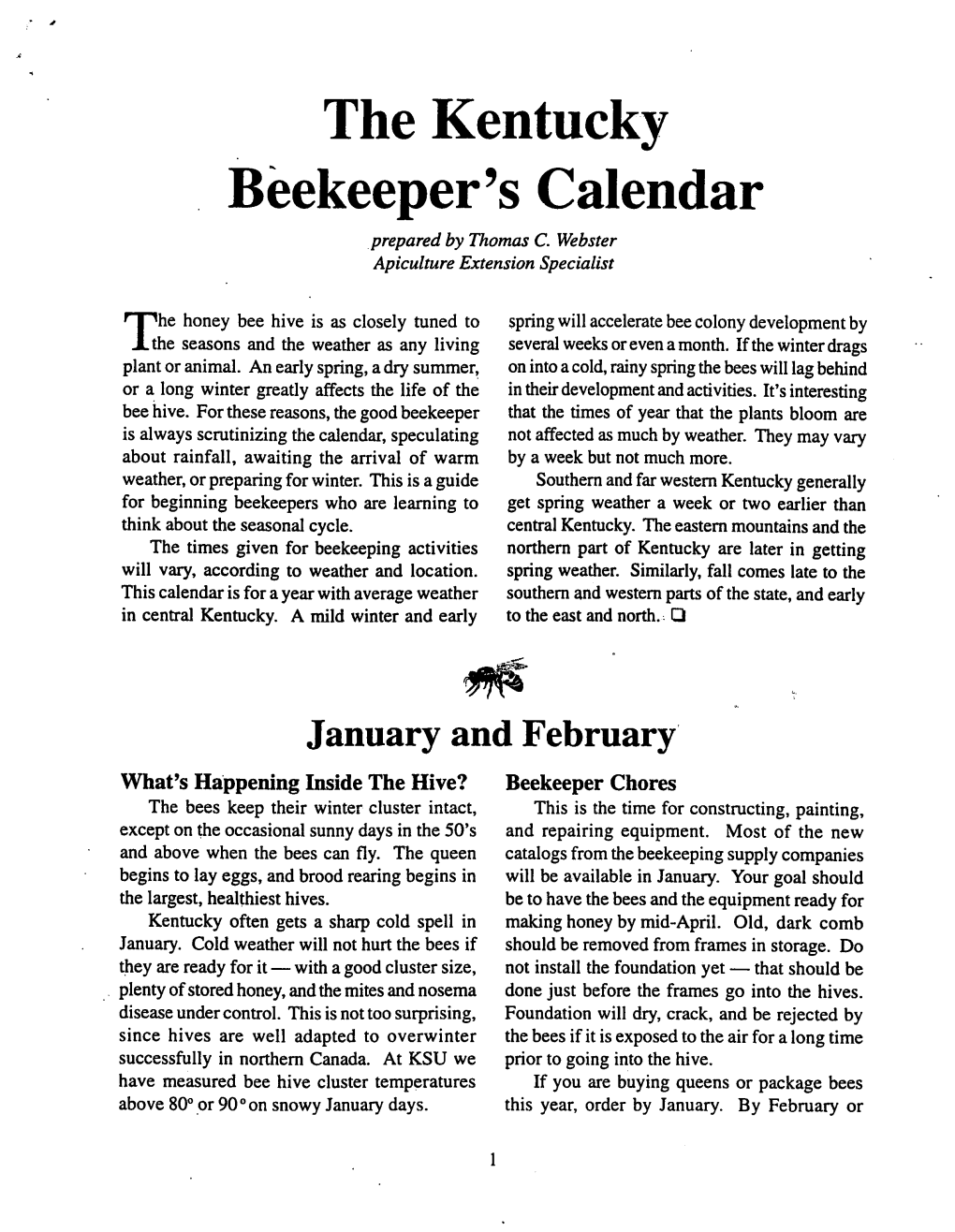 Bee Calendar