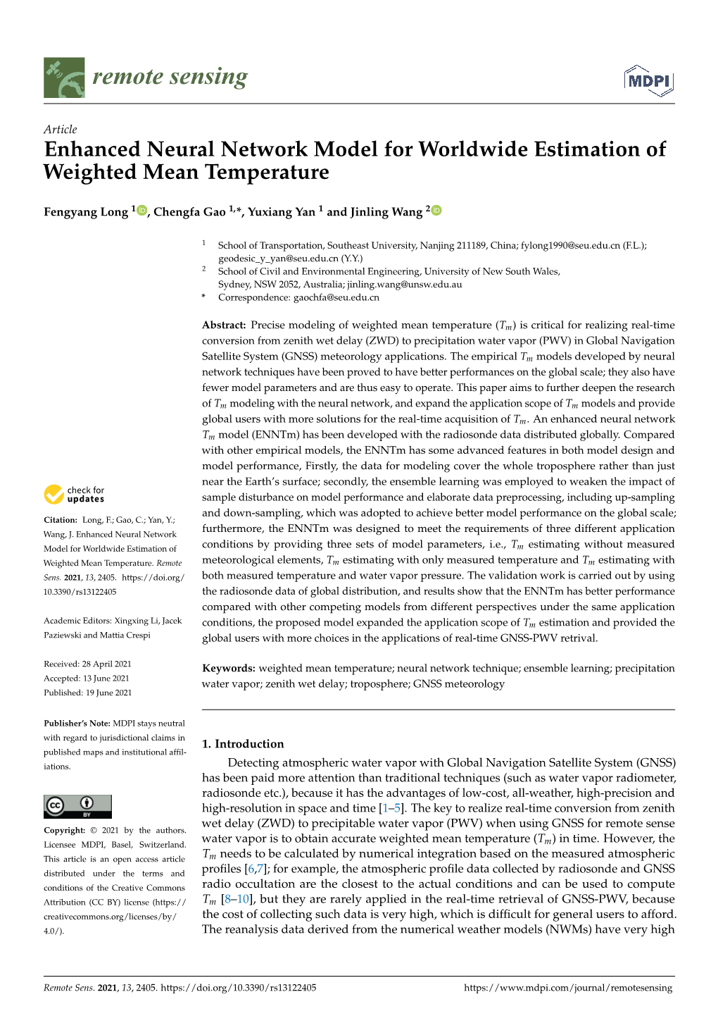 Enhanced Neural Network Model for Worldwide Estimation of Weighted Mean Temperature