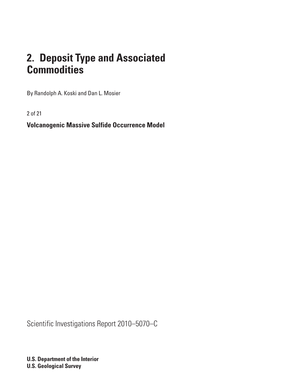 2. Deposit Type and Associated Commodities