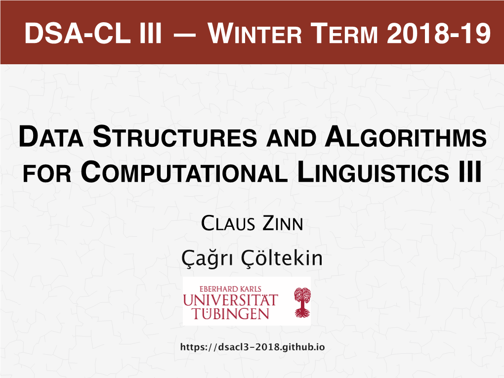 Dsa-Cl Iii — Winter Term 2018-19