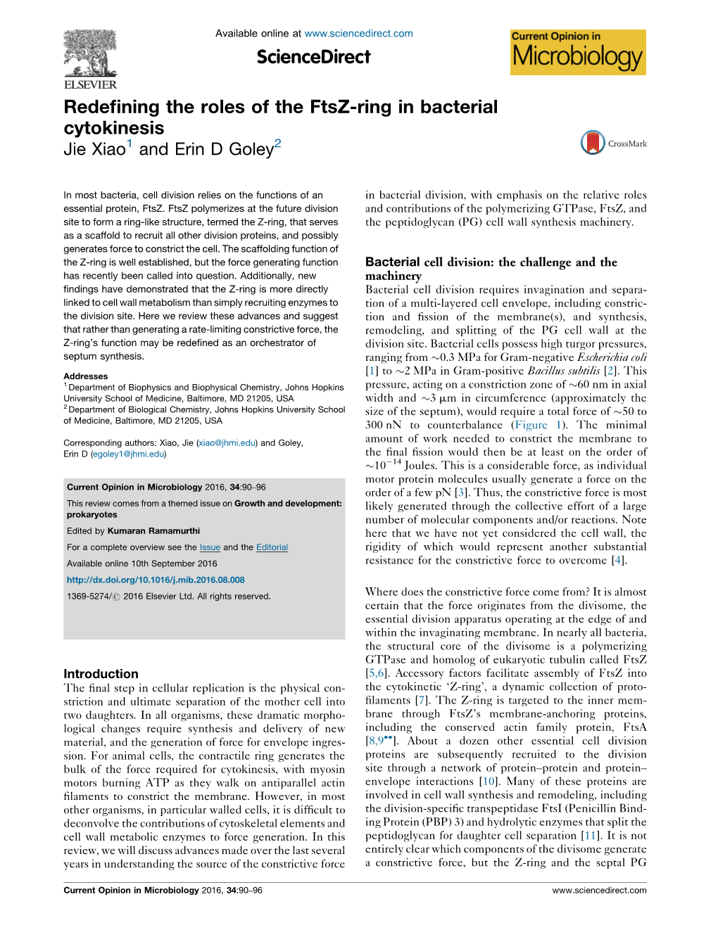 Redefining the Roles of the Ftsz-Ring in Bacterial Cytokinesis