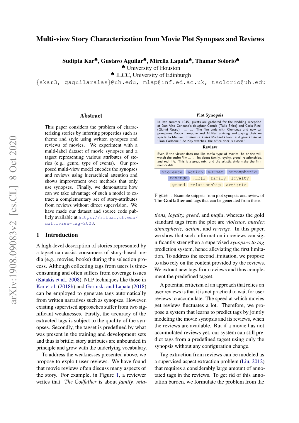 Arxiv:1908.09083V2 [Cs.CL] 8 Oct 2020 Existing Supervised Approaches Suffer from Two Sig- Get Reviews ﬂuctuates a Lot