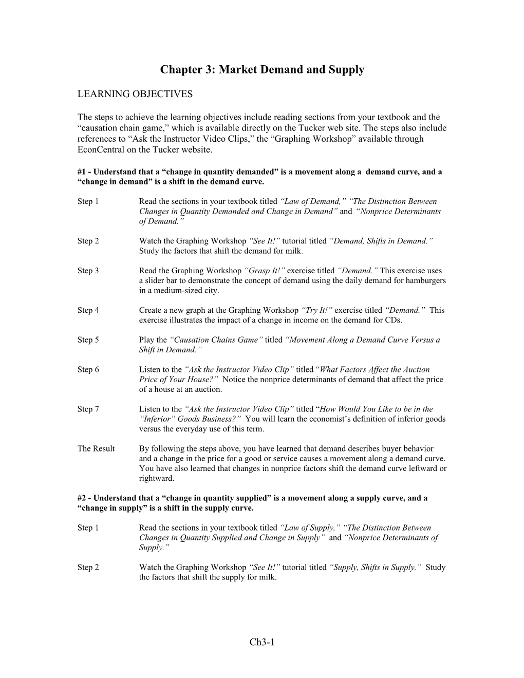 Chapter 3: Market Supply and Demand