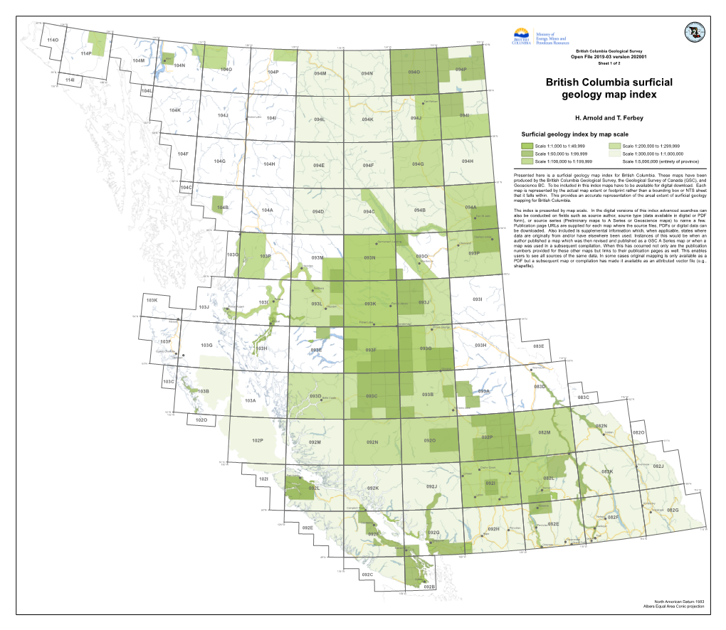 British Columbia Surficial Geology Map Index