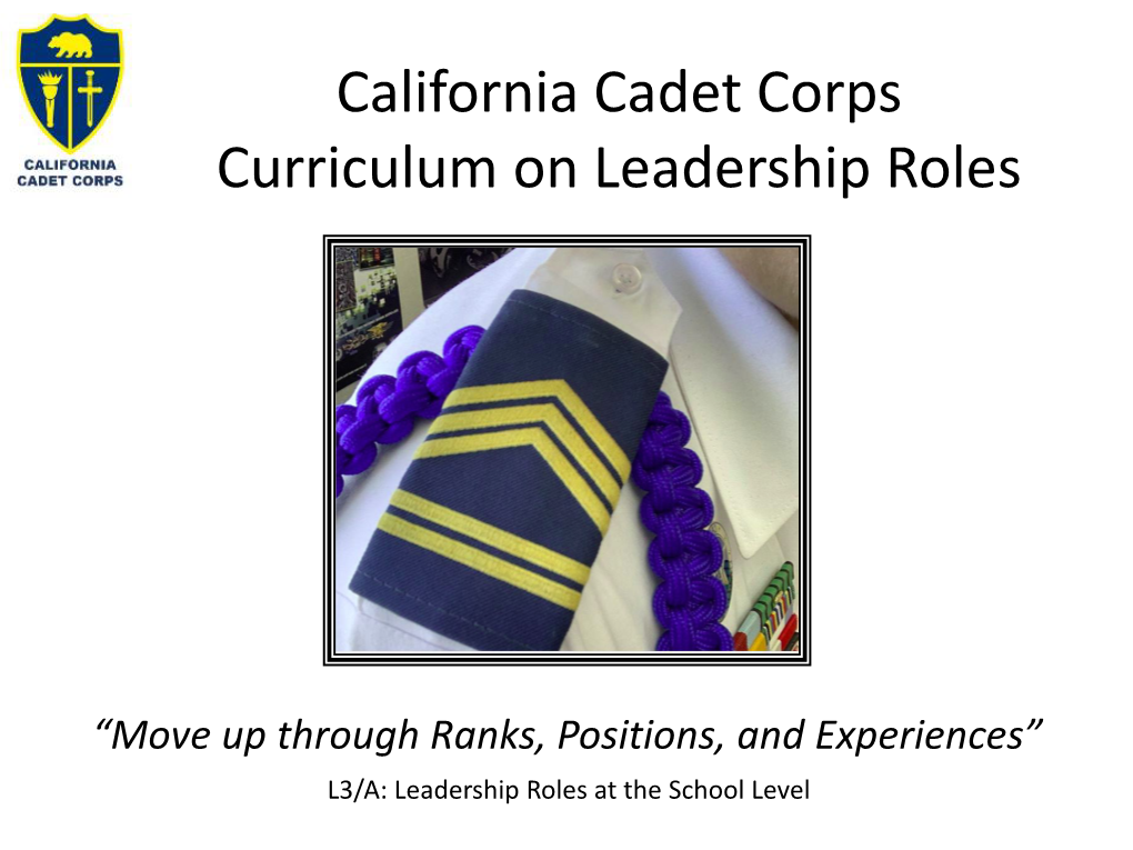 California Cadet Corps Curriculum on Leadership Roles