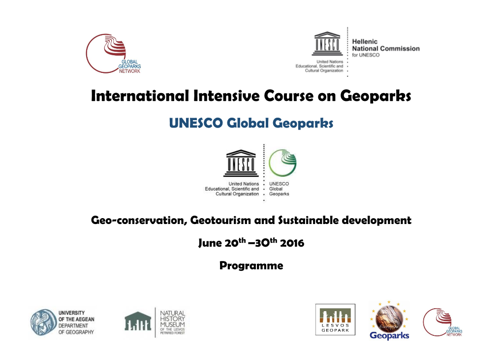 International Intensive Course on Geoparks UNESCO Global Geoparks