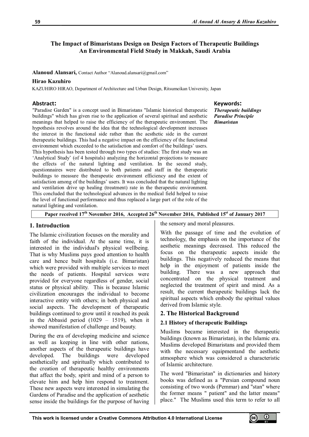 The Impact of Bimaristans Design on Design Factors of Therapeutic Buildings an Environmental Field Study in Makkah, Saudi Arabia