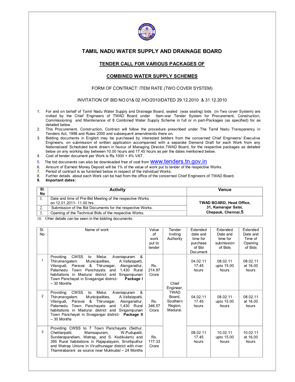 Tamilnadu Water Supply and Drainage Board