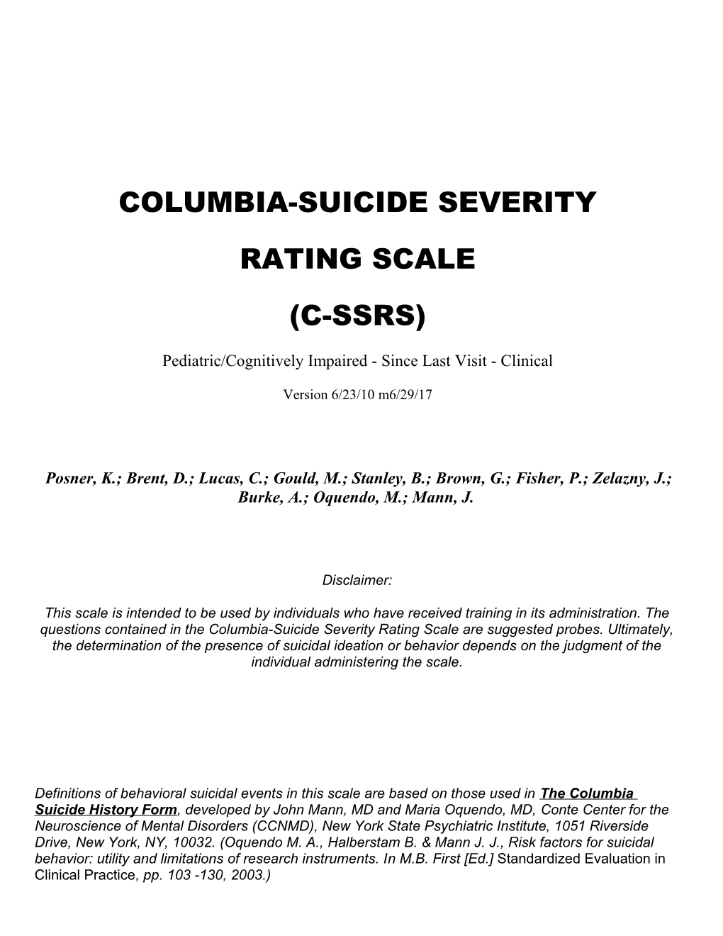 Columbia-Suicide Severity s1