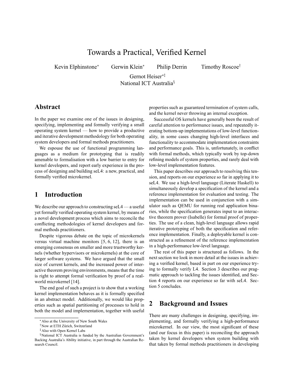 Towards a Practical, Verified Kernel