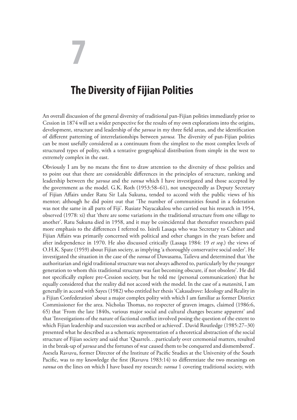 The Diversity of Fijian Polities