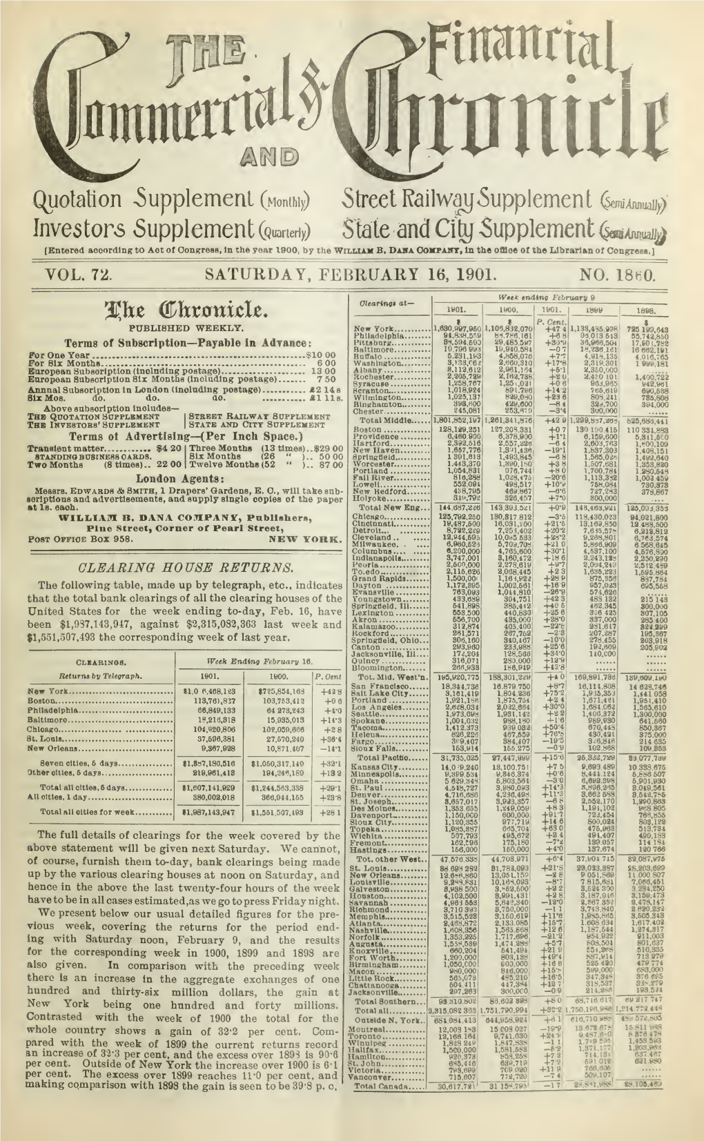 February 16, 1901, Vol. 72, No. 1860