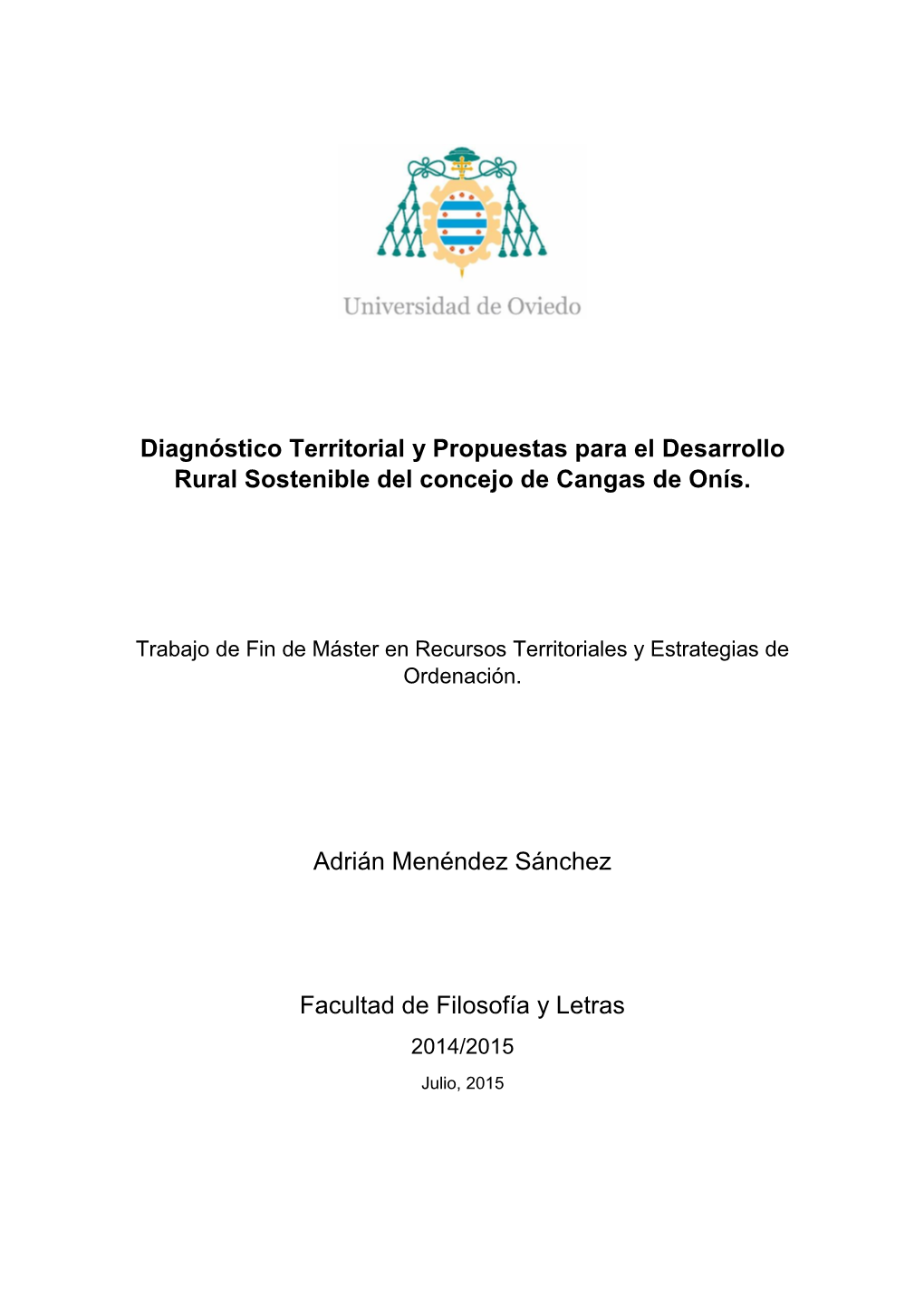 Diagnóstico Territoria Del Concejo De Cangas De Onís