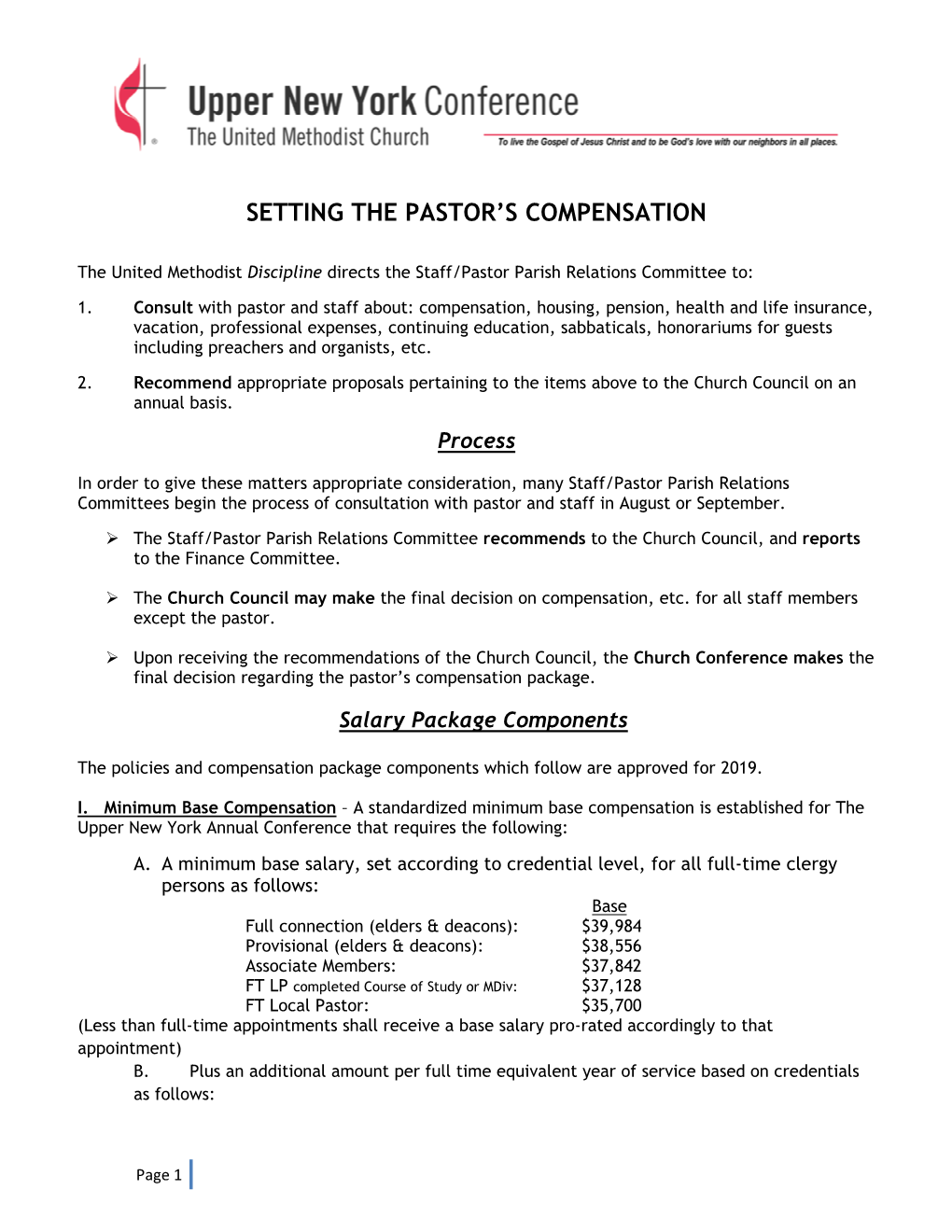 Setting the Pastor's Compensation