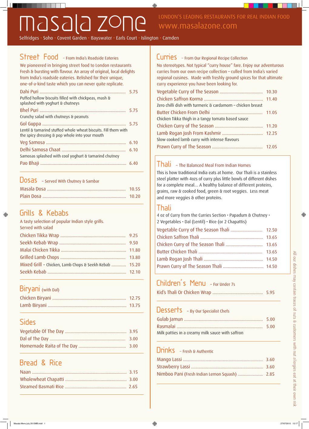 Grills & Kebabs Sides Bread & Rice Thali Children's Menu