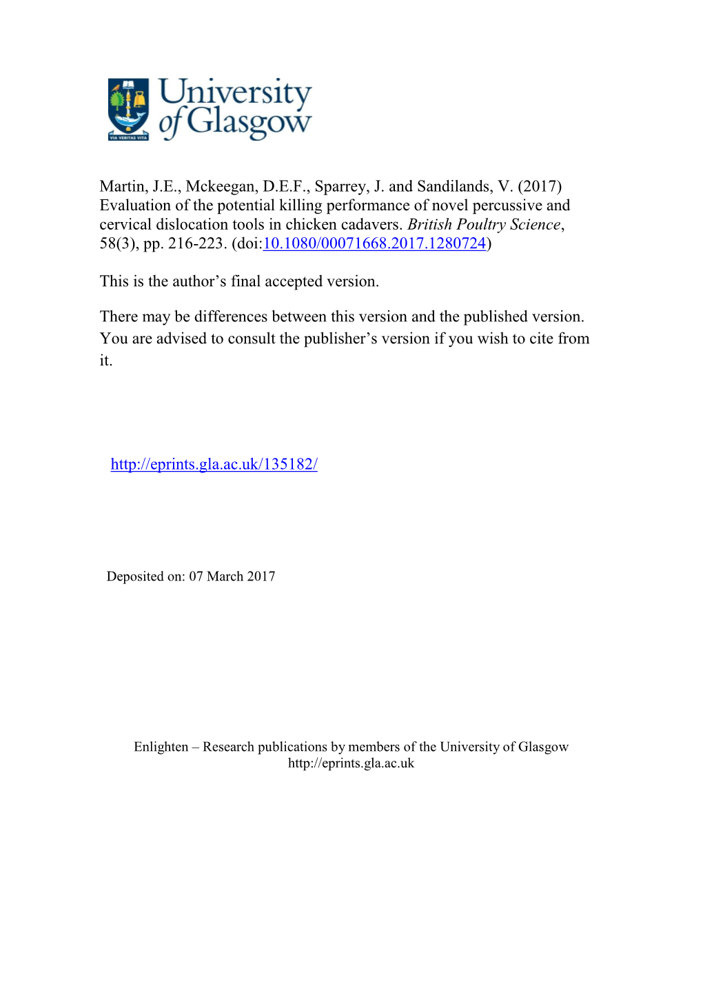 Evaluation of the Potential Killing Performance of Novel Percussive and Cervical Dislocation Tools in Chicken Cadavers