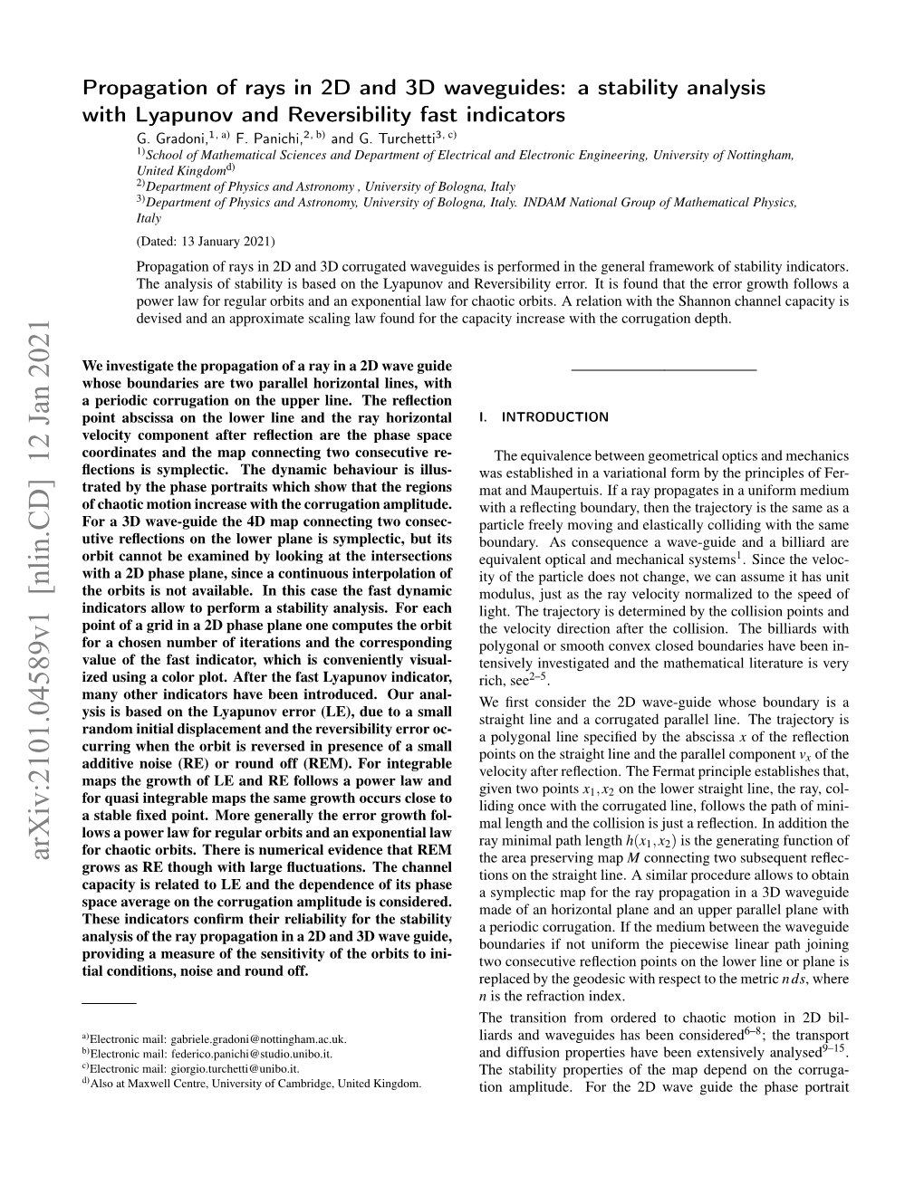 Propagation of Rays in 2D and 3D Waveguides: a Stability Analysis with Lyapunov and Reversibility Fast Indicators G