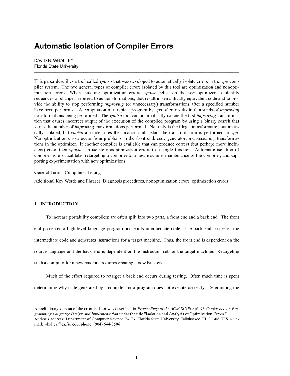 Automatic Isolation of Compiler Errors