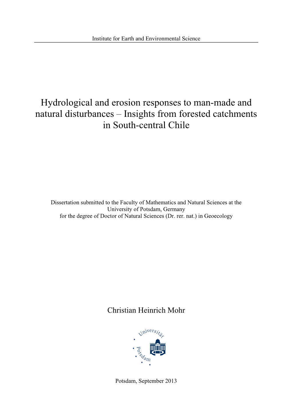 Insights from Forested Catchments in South-Central Chile