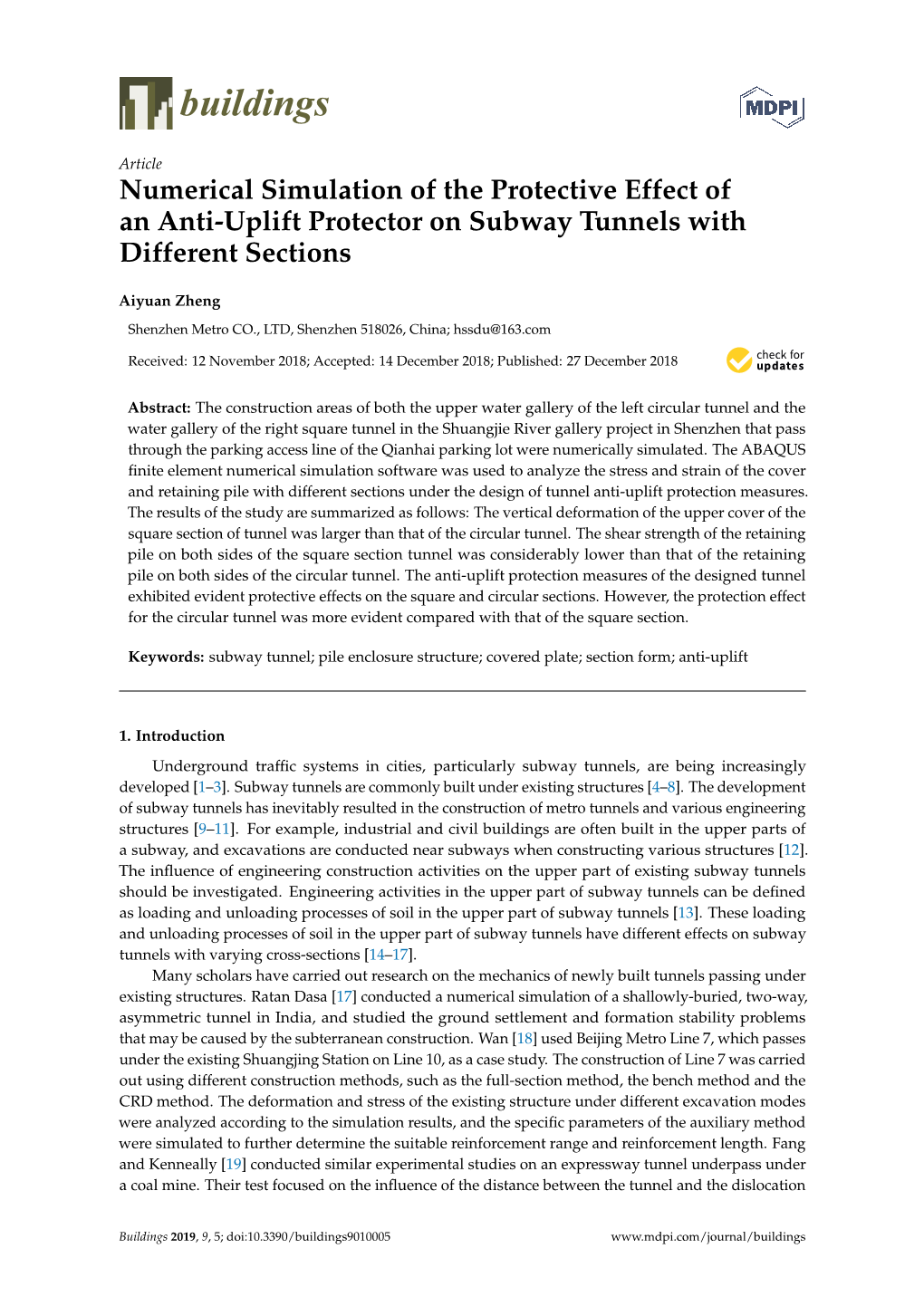 Numerical Simulation of the Protective Effect of an Anti-Uplift Protector on Subway Tunnels with Different Sections