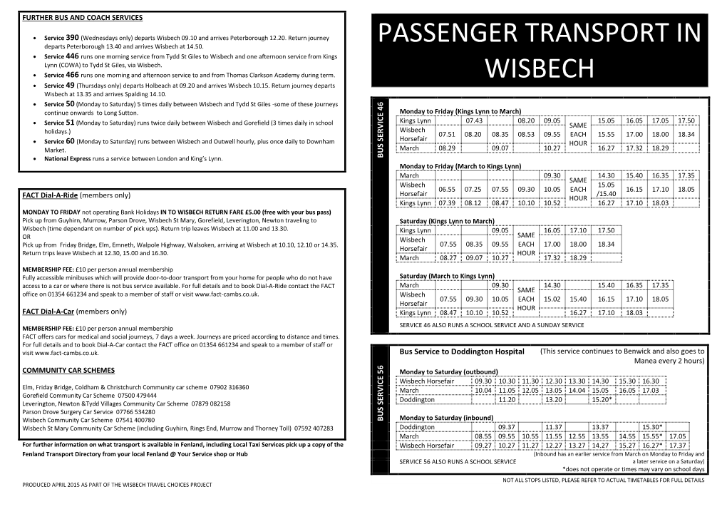 Passenger Transport in Wisbech