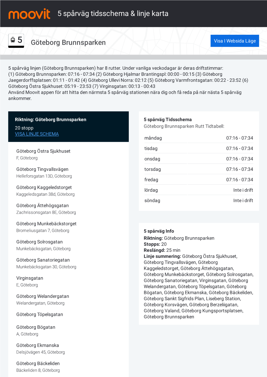 5 Spårväg Tidsschema & Linje Rutt Karta