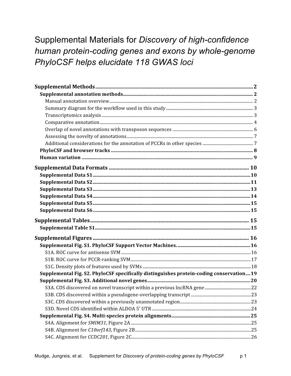 Discovery of Genes by Phylocsf Supplemental