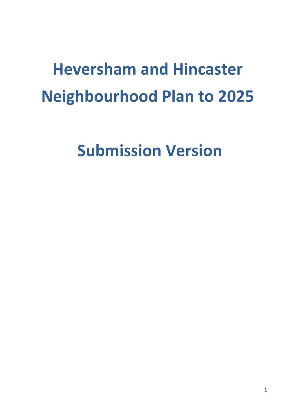 Heversham and Hincaster Neighbourhood Plan to 2025