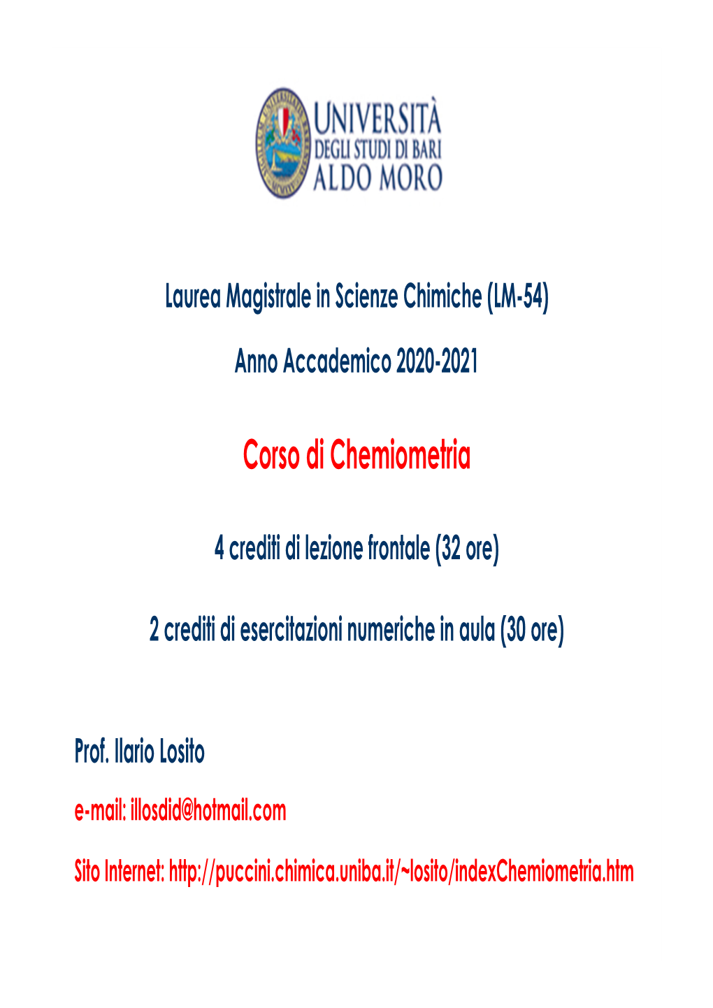 Corso Di Chemiometria