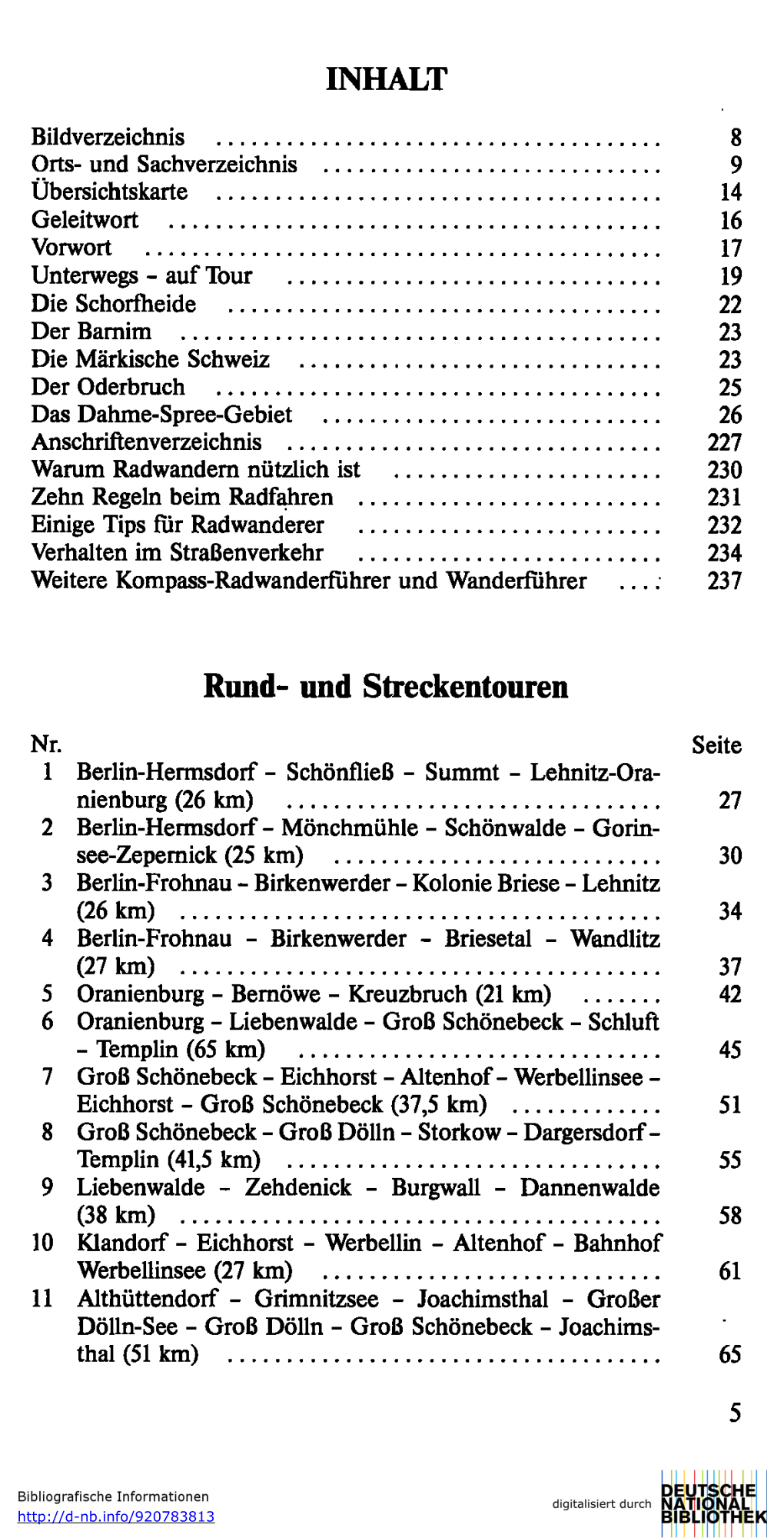 INHALT Rund- Und Streckentouren