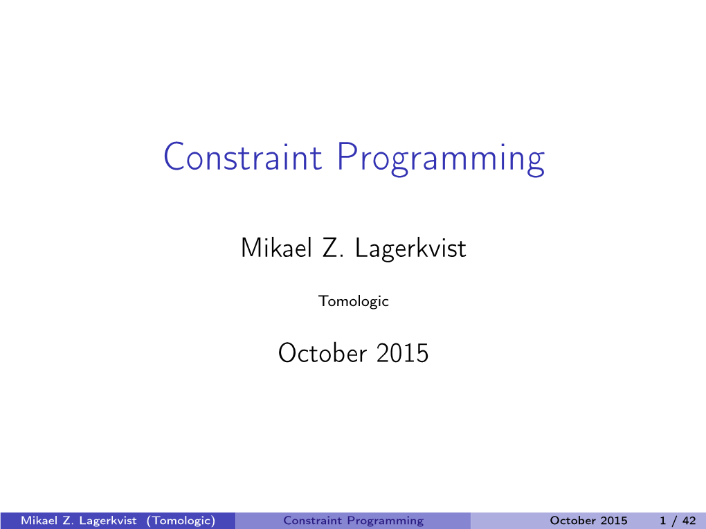 Constraint Programming