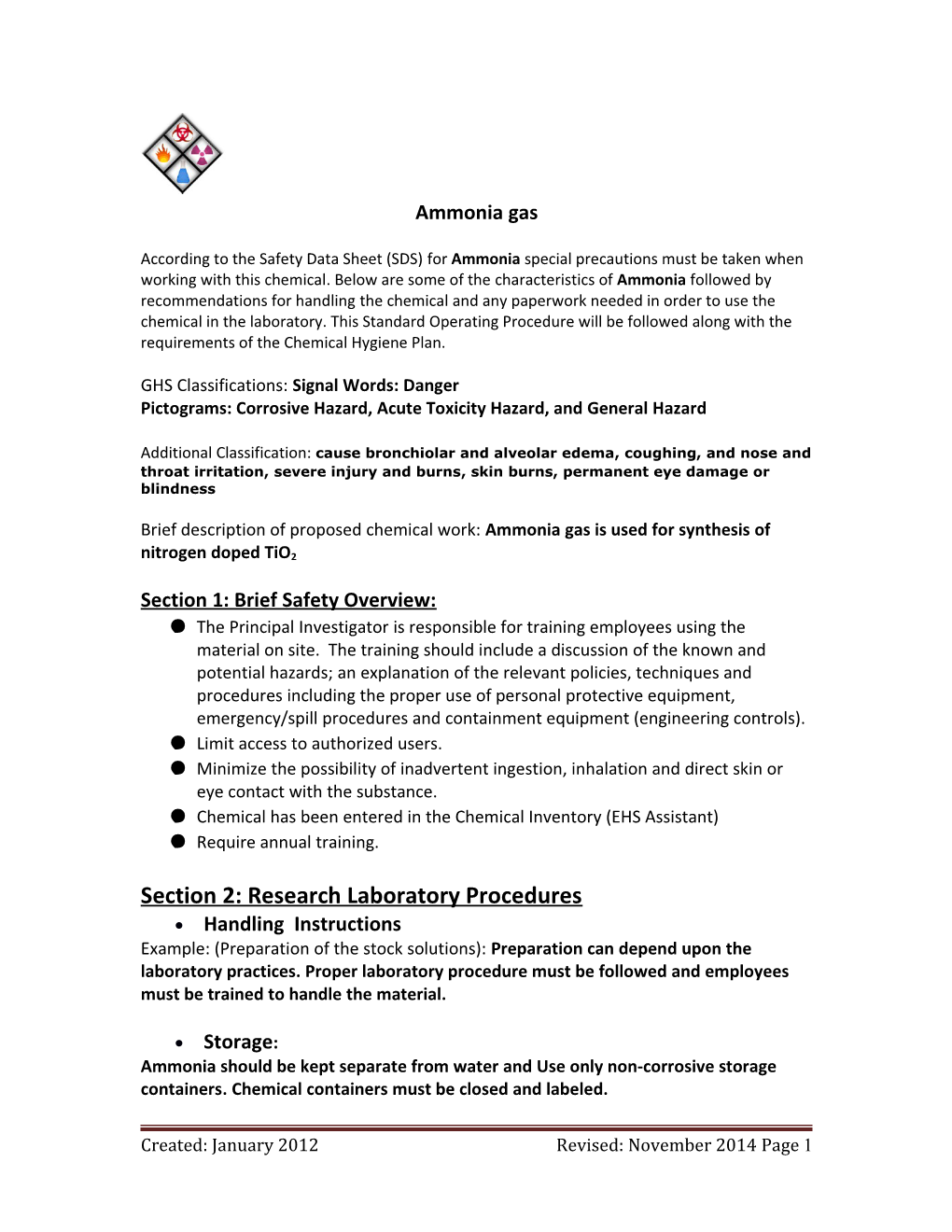 Standard Operating Procedure Template s2