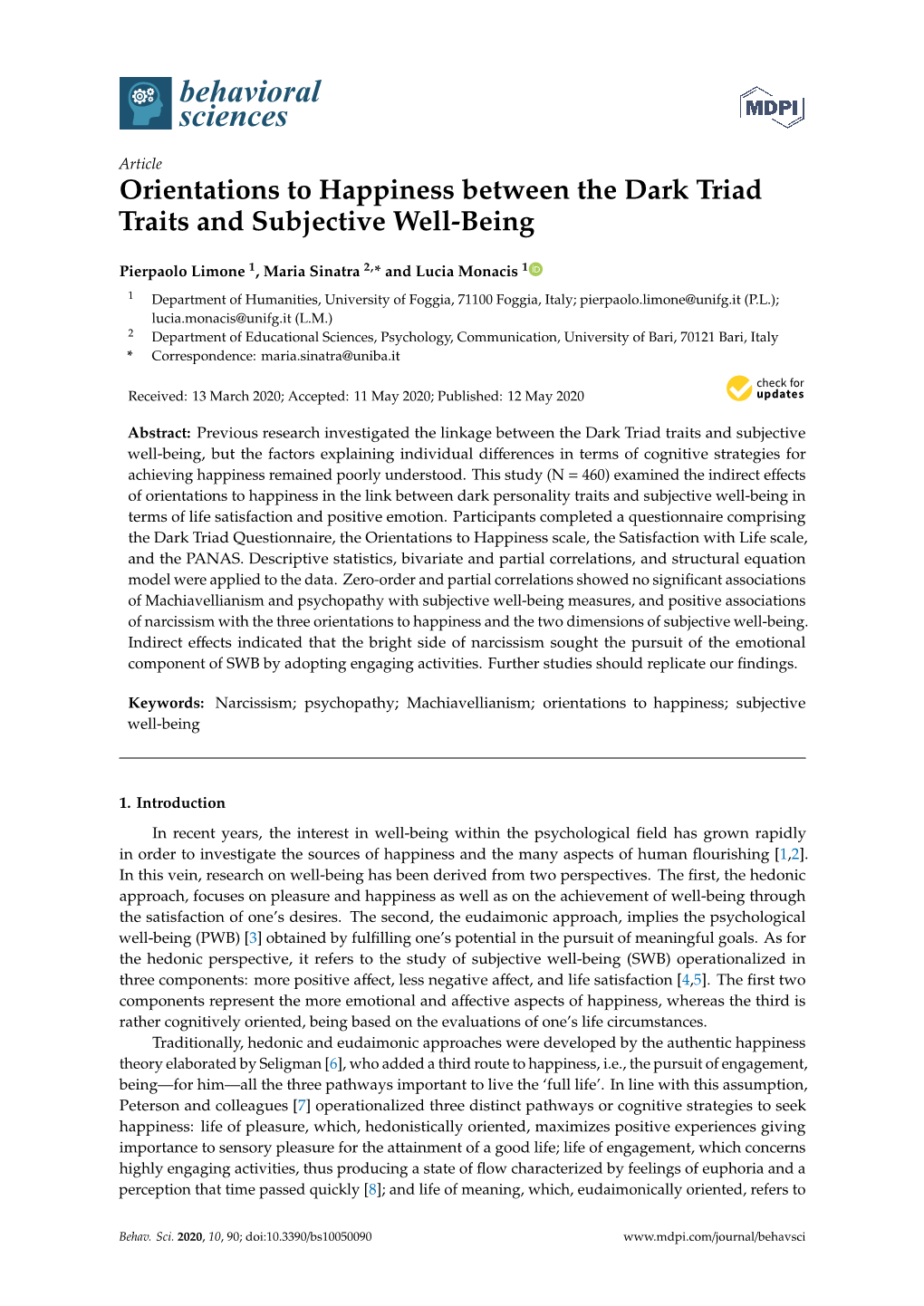 Orientations to Happiness Between the Dark Triad Traits and Subjective Well-Being