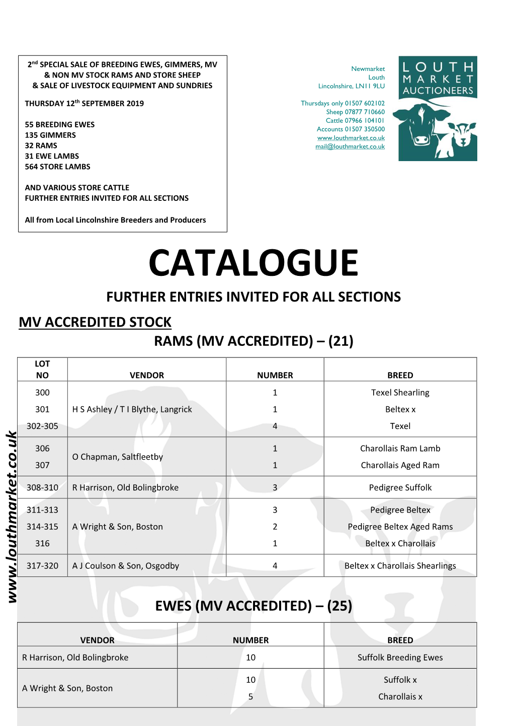 Catalogue Further Entries Invited for All Sections