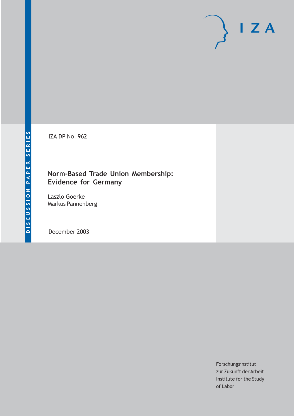 Norm-Based Trade Union Membership: Evidence for Germany