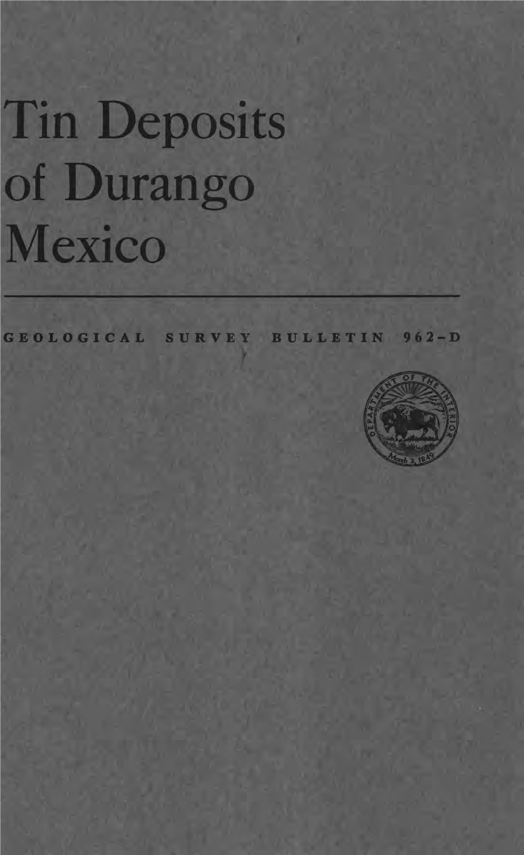 Tin Deposits of Durango Mexico