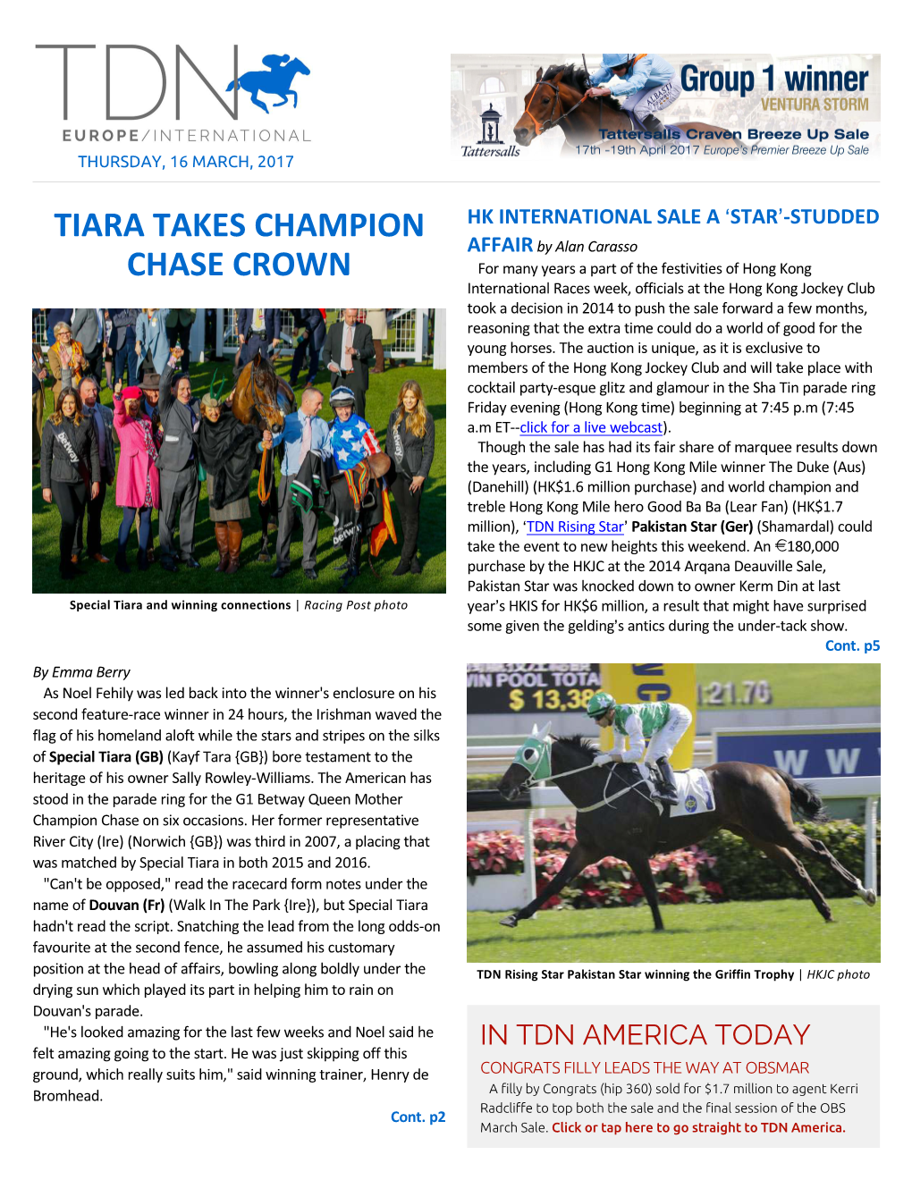 Tiara Takes Champion Chase Crown Cont