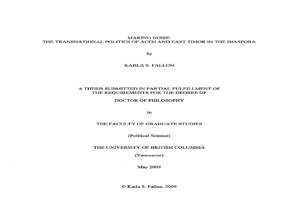 The Transnational Politics of Aceh and East Timor in the Diaspora