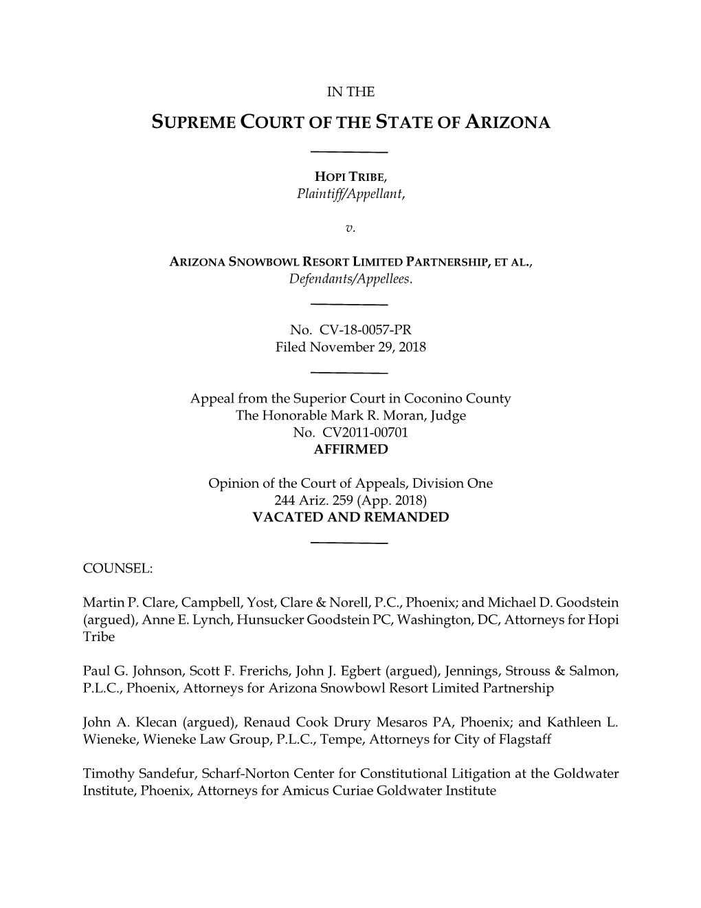 Supreme Court of the State of Arizona