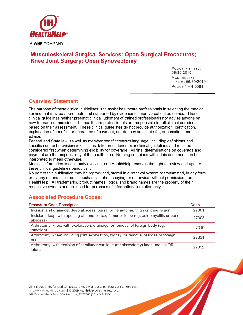 Knee Joint Surgery: Open Synovectomy