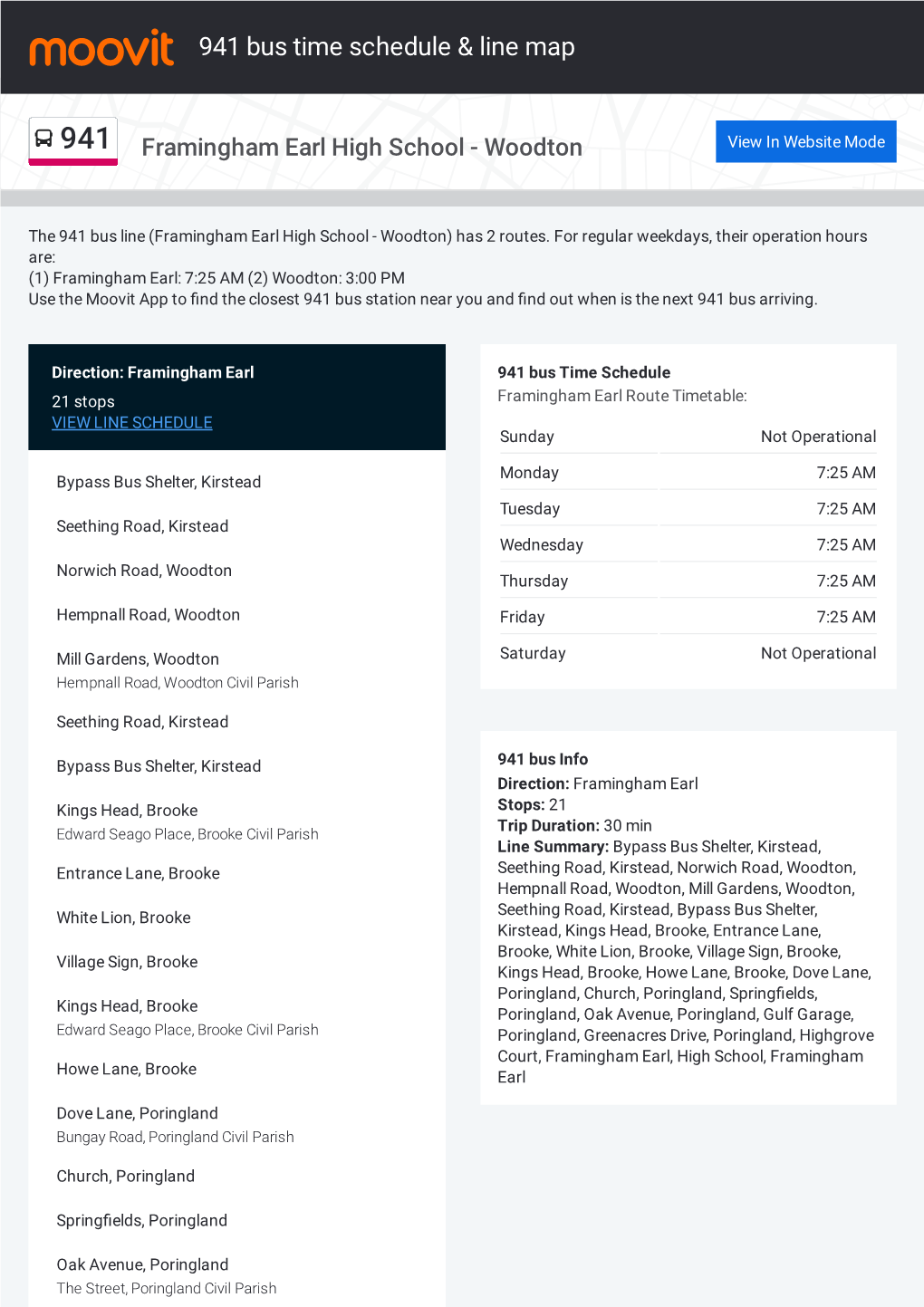 941 Bus Time Schedule & Line Route