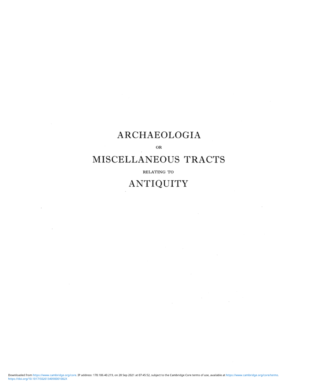 Archaeologia Miscellaneous Tracts Antiquity