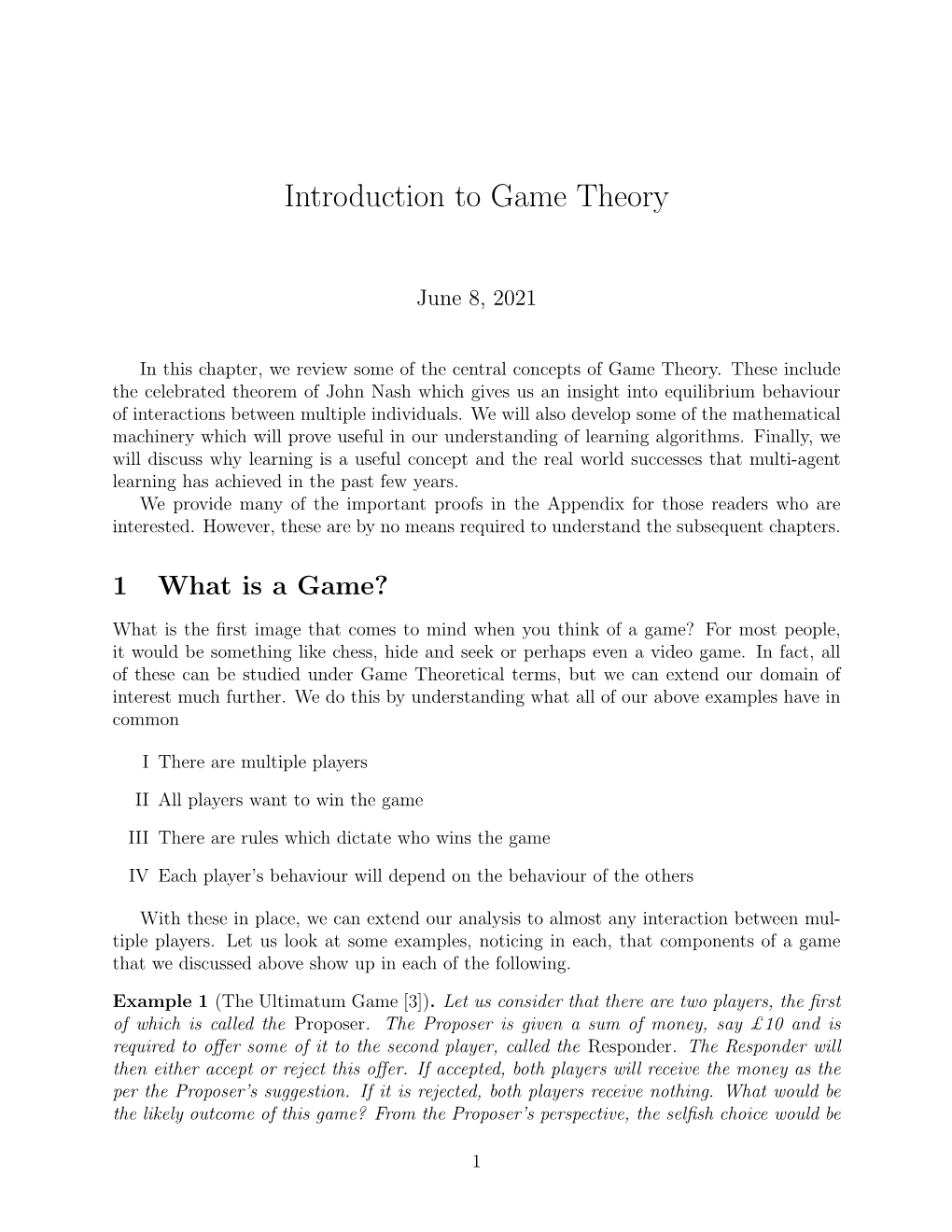 Introduction to Game Theory