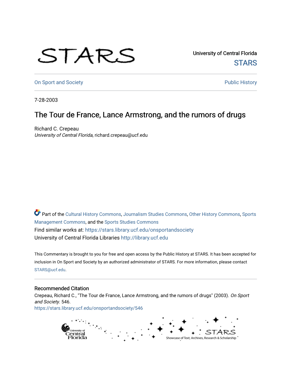 The Tour De France, Lance Armstrong, and the Rumors of Drugs