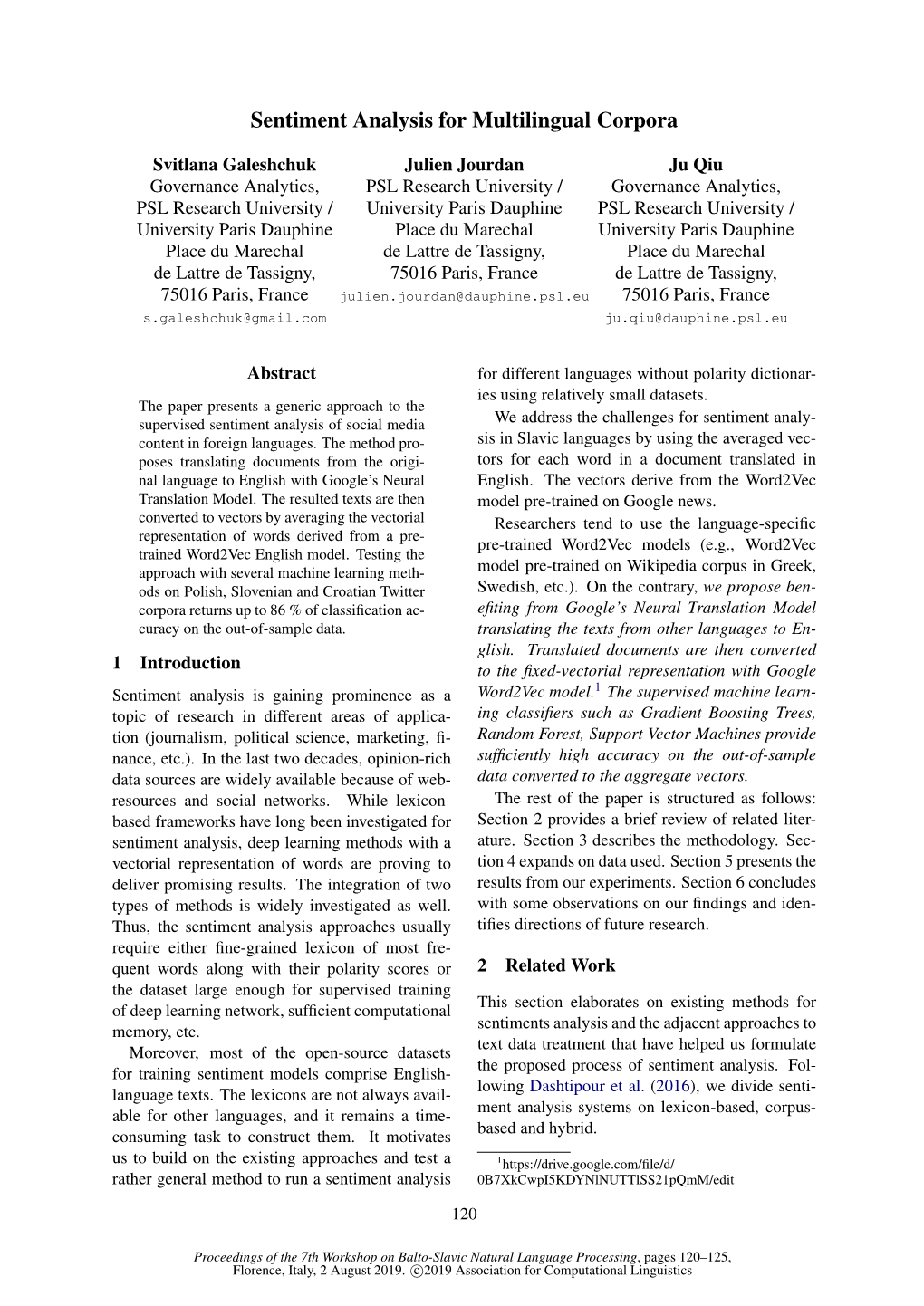 Sentiment Analysis for Multilingual Corpora