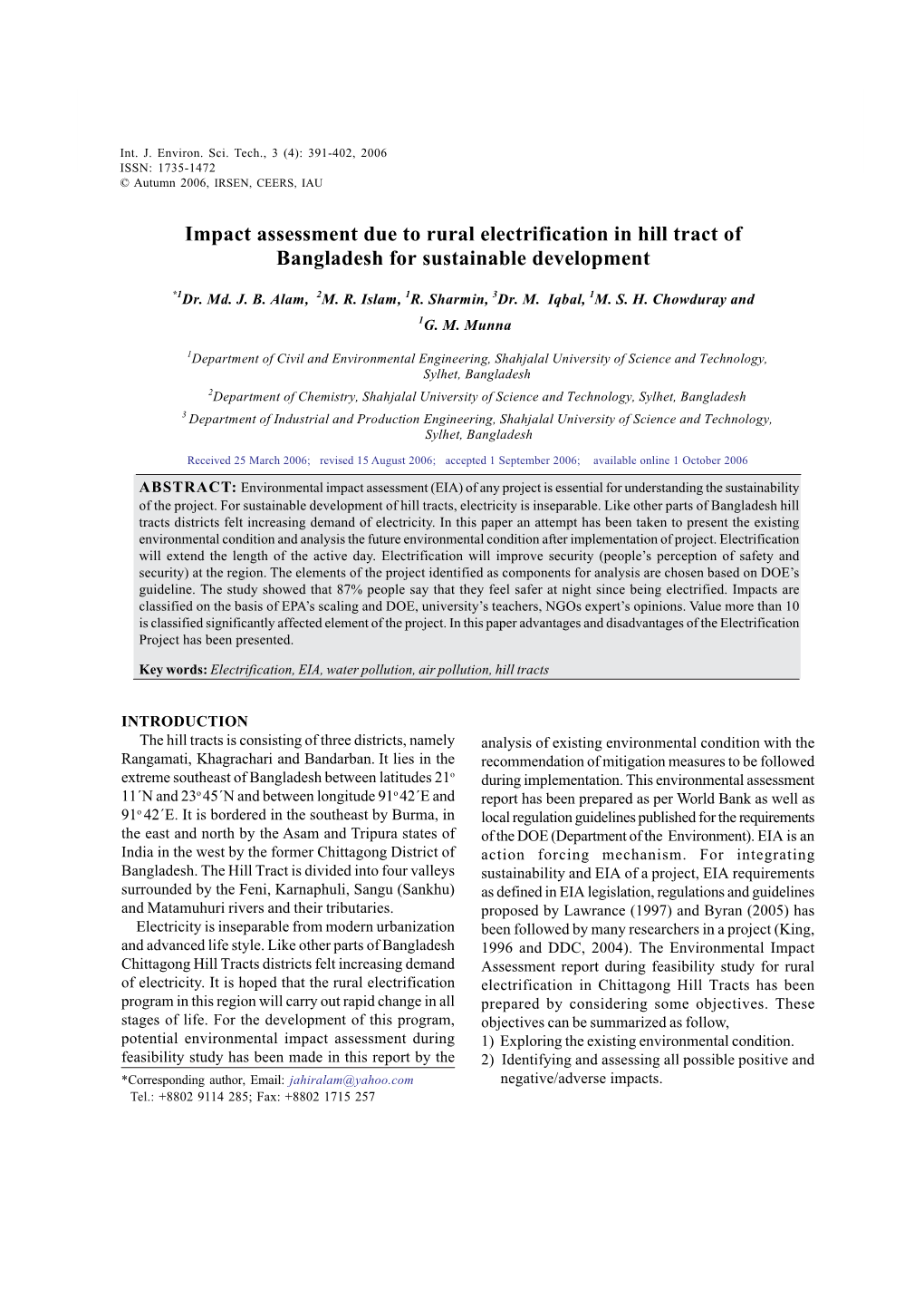 Impact Assessment Due to Rural Electrification in Hill Tract of Bangladesh for Sustainable Development