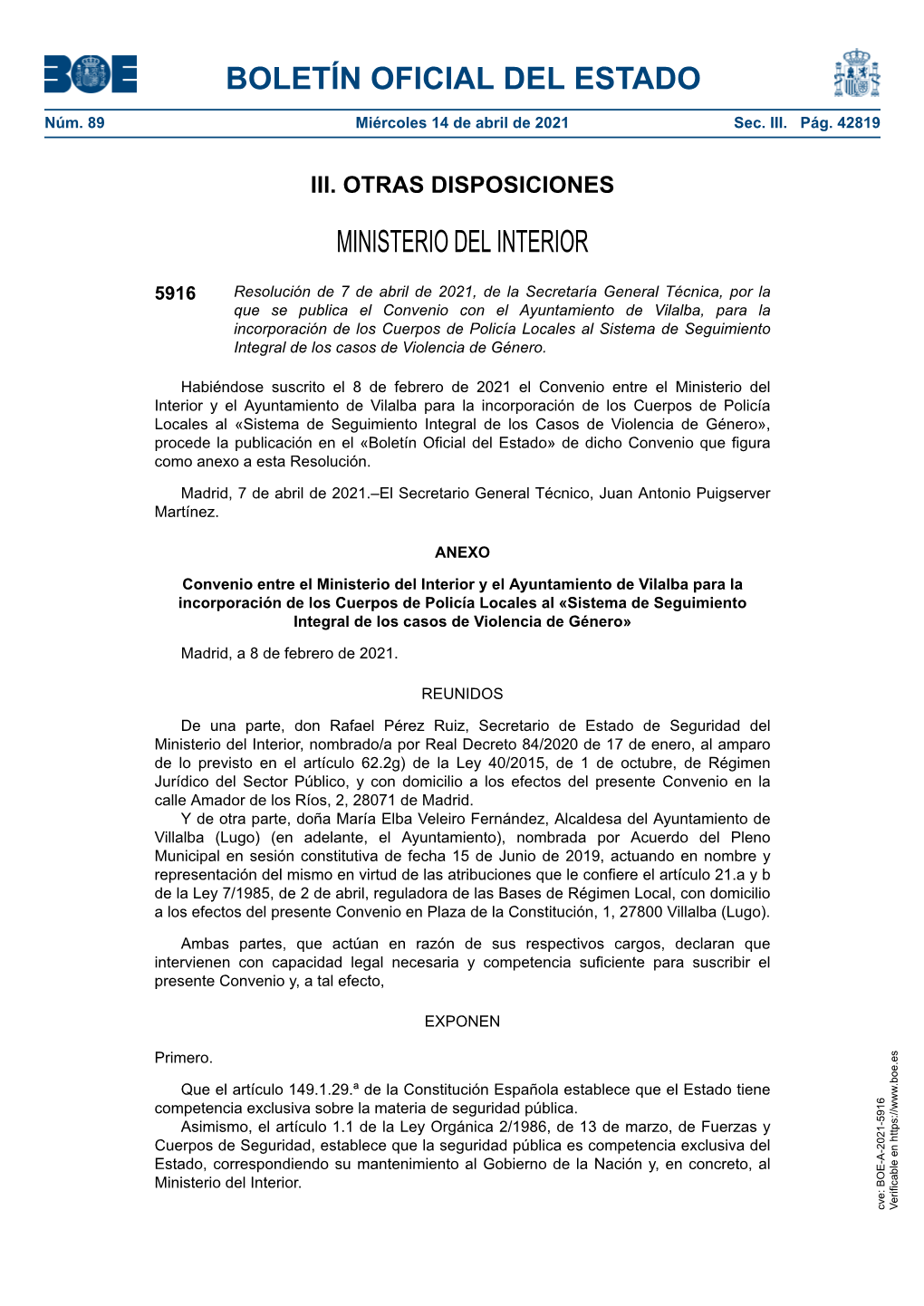 Disposición 5916 Del BOE Núm. 89 De 2021