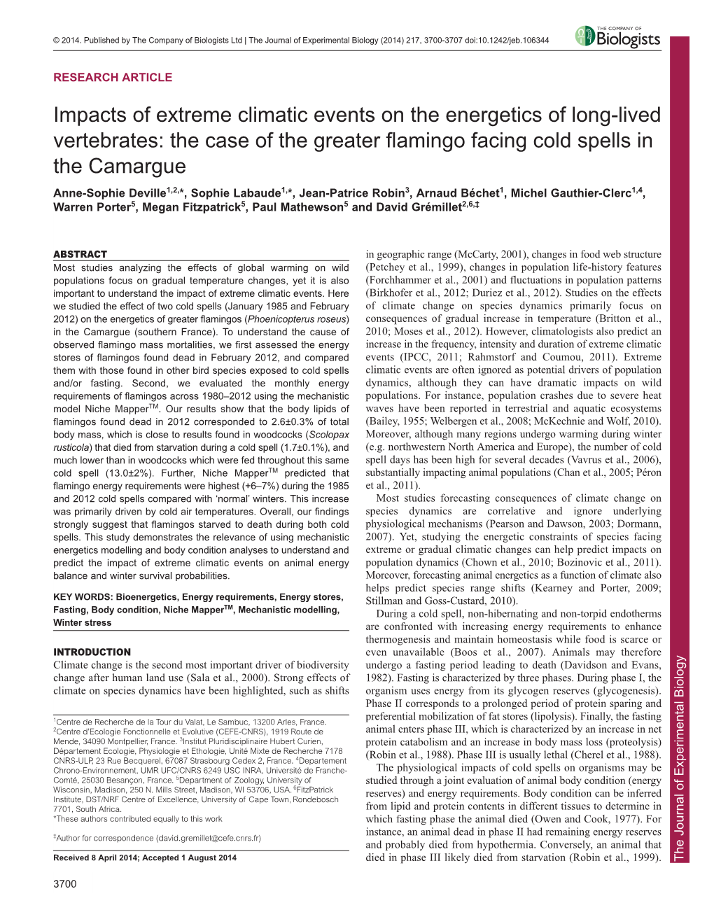 Impacts of Extreme Climatic Events on the Energetics of Long-Lived